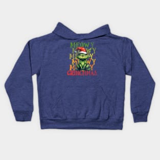 Meowy Grinchmas Fun Christmas Kids Hoodie